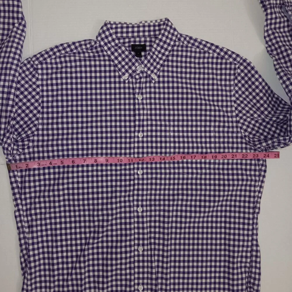 J.CREW COTTON BLEND GINGHAM PLAID PRINT LONG SLEEVE BUTTON DOWN SHIRT